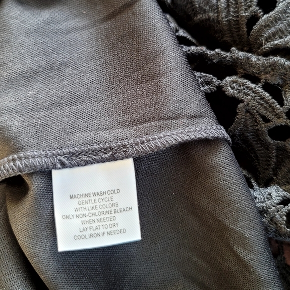 New Love X Design Jet Black Bell Sleeve Lace Mini Dress Fit And Flare Medium - Picture 16 of 16